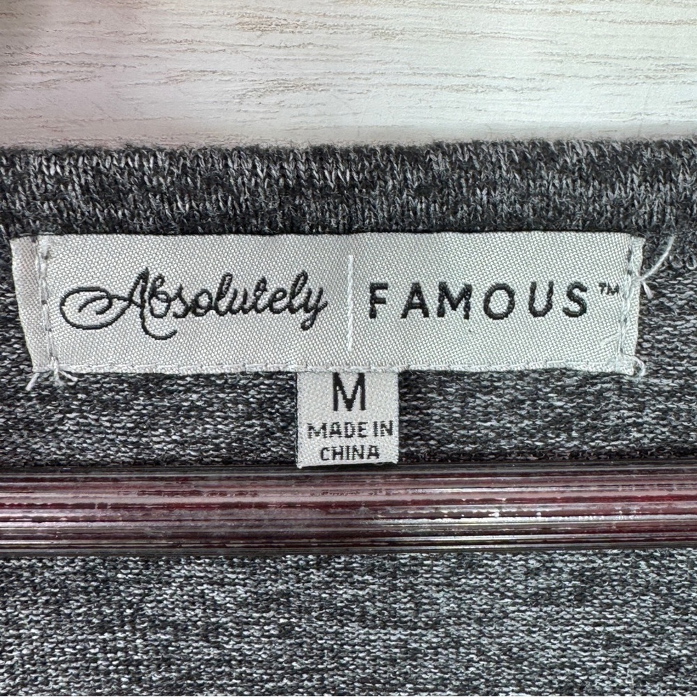 Absolutely Famous Bishop Long Sleeve Knit Top Charcoal Grey Medium Dark Poet - Picture 9 of 12